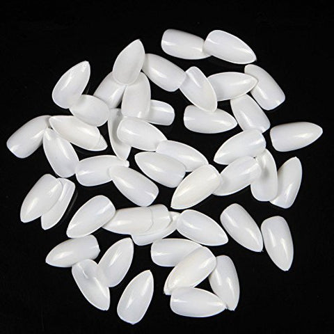Yimart 500pcs/pack Stiletto False Nails White False Nails Oval Stiletto Sharp Full Nail tips Acrylic UV Gel Full Cover Nail Art Tips Decoration Nails Salon (White)
