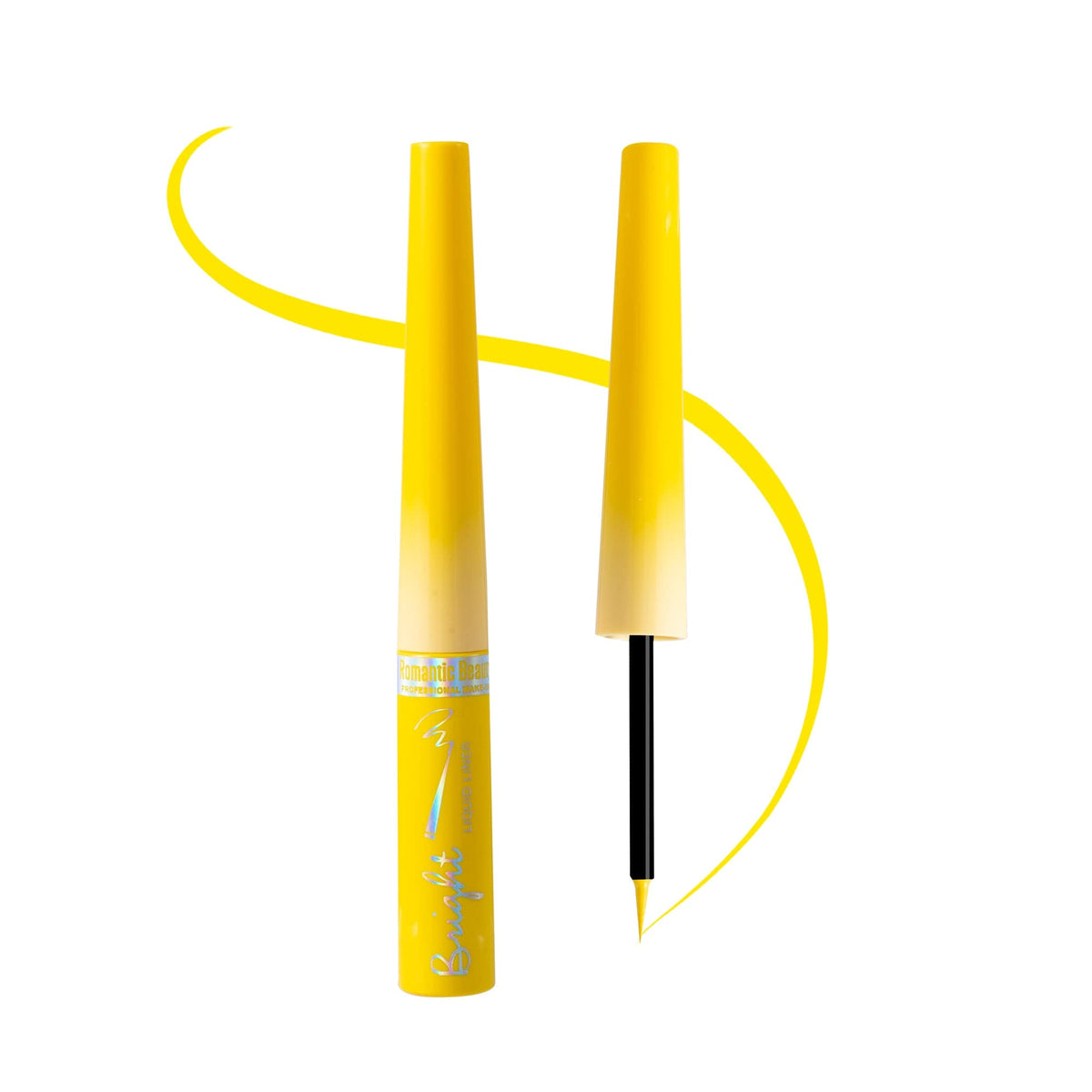 Bright Color Liquid Eyeliner by Romantic Beauty - Matte Liquid Eyeliner - Neon Eyeliner - Waterproof Eyeliner - Colorful Liquid Eyeliner - Smudgeproof Long Lasting Colorful Eyeliner (Yellow)