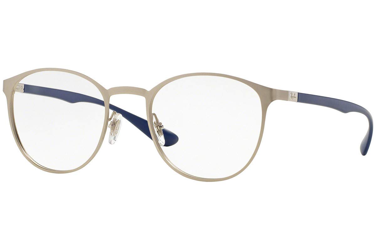 Ray-Ban RX6355-2538 Metal Eyeglasses, Matte Silver Blue Frame 47mm w/Clear Demo Lens