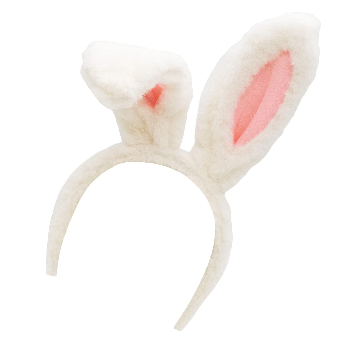 TRIXES White and Pink Bunny Headband - Rabbit Plush Ears - Fancy Dress Costume Accessory - Easter, Halloween, Christmas, Cosplay, Party, Hen Do