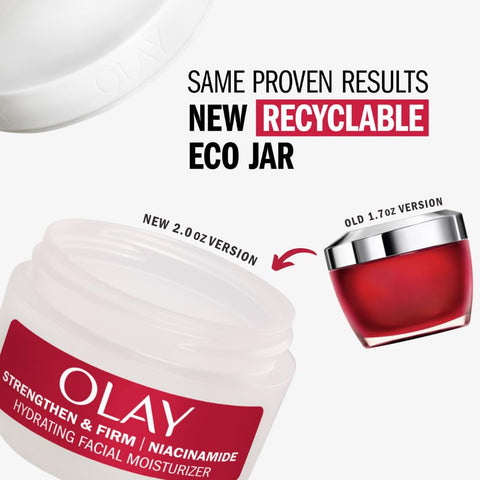 Olay Strong & Firm Niacinamide Face Moisturizer, 2 oz Renewing Face Cream for Hydration and Skin Cell Turnover with 99% Pure Niacinamide, Recyclable Eco Jar Packaging