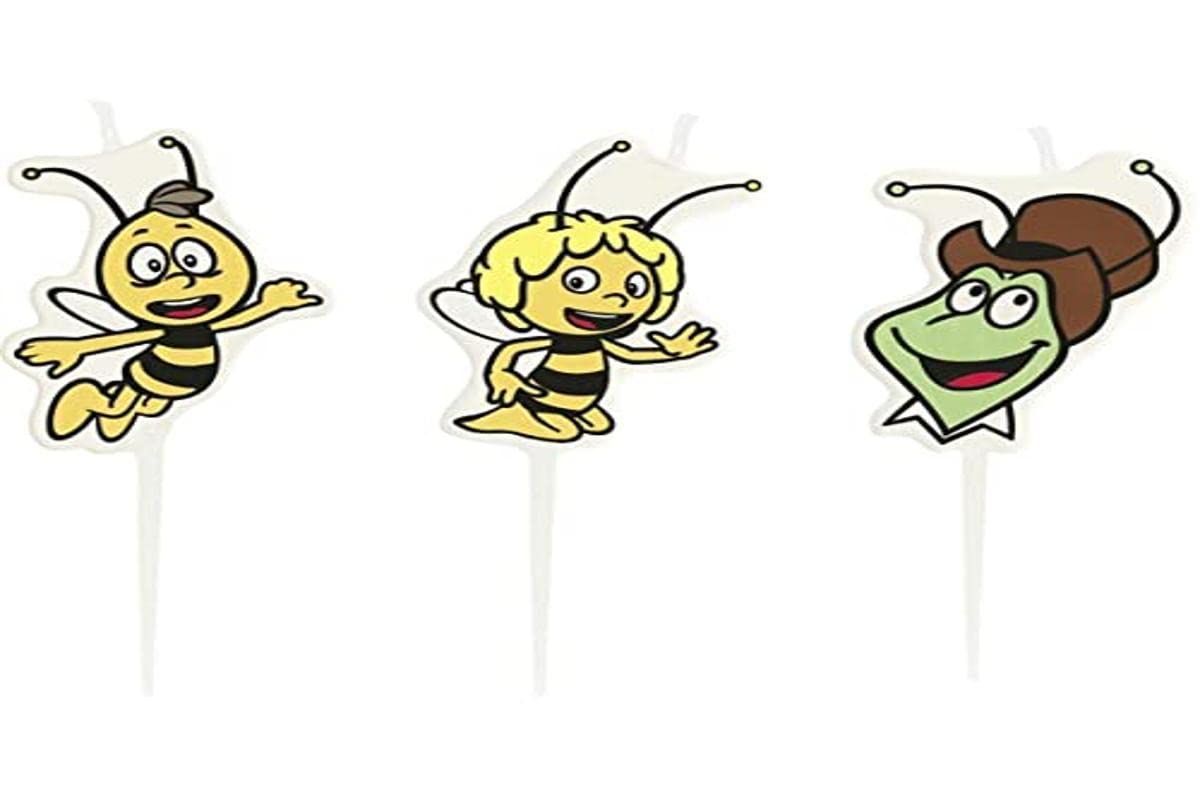 amscan - 552359-4 Candles with Mini Maya Bee Figurine