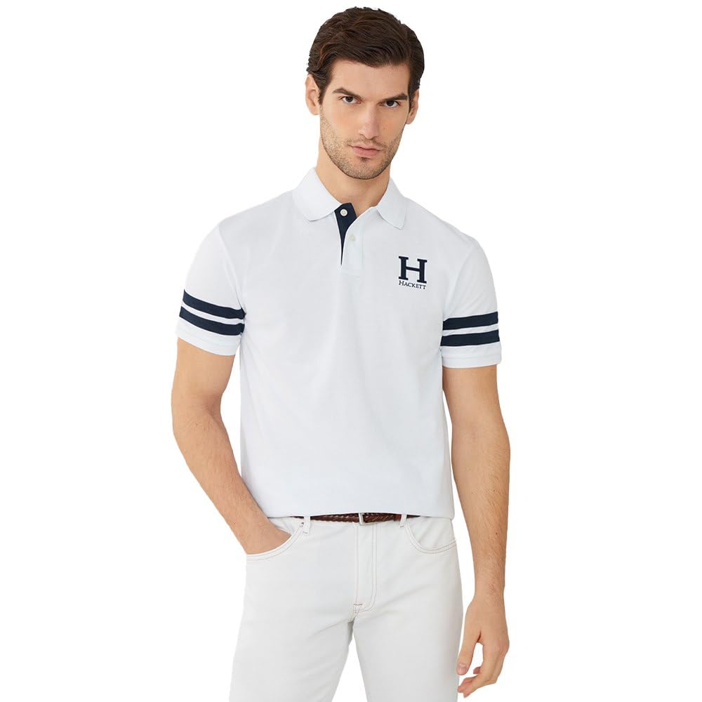 Hackett London Men's Heritage H Str SLV Polo, White (White), XS