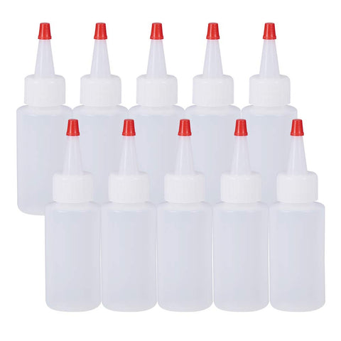 BENECREAT 20 Pack 2oz Plastic Squeeze Dispensing Bottles with Red Tip Caps - Good for Crafts, Art, Glue, Multi Purpose