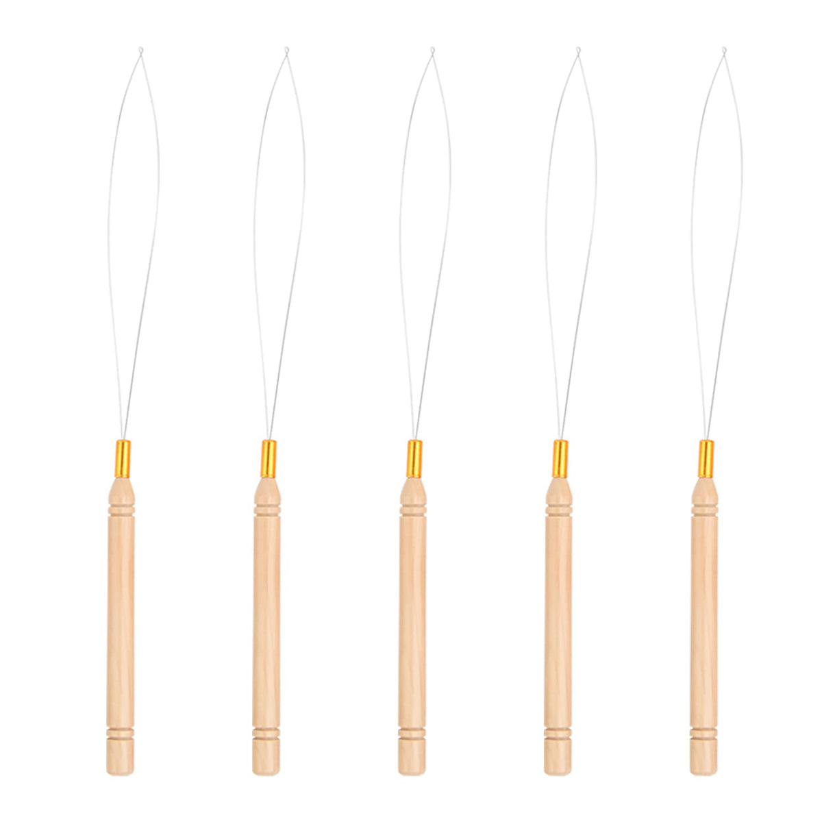 Vlasy 5PCS Hair Extension Loop Needle Threader Pulling Hook Tools Micro Loop Nano Beads Device Hair Extension Threader for Hair or Feather Extensions