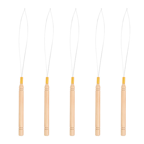 Vlasy 5PCS Hair Extension Loop Needle Threader Pulling Hook Tools Micro Loop Nano Beads Device Hair Extension Threader for Hair or Feather Extensions
