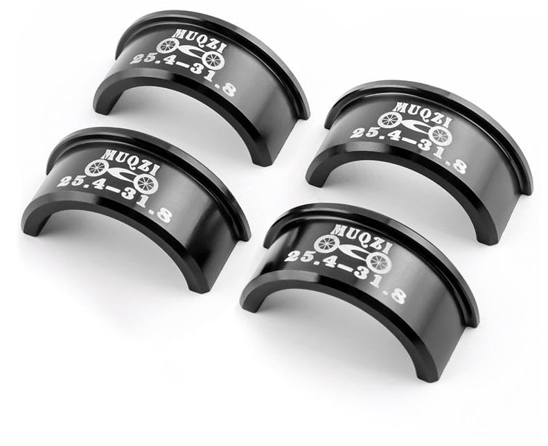 Premium Bike Handlebar Shim,4 Pieces Bicycle Handlebar Stem Shim,Handlebar Converter, Handle Bar Adapter Reducer, Lightweight, Corrosion-Resistant Aluminum Alloy Reducer,25.4 mm to 31.8 mm (Black)
