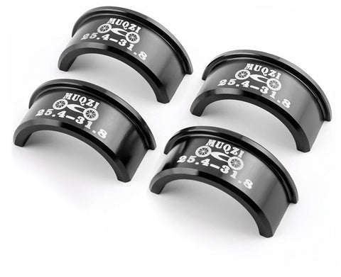Premium Bike Handlebar Shim,4 Pieces Bicycle Handlebar Stem Shim,Handlebar Converter, Handle Bar Adapter Reducer, Lightweight, Corrosion-Resistant Aluminum Alloy Reducer,25.4 mm to 31.8 mm (Black)