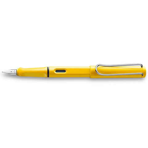 Lamy Safari Fountain Pen (M) & 5 Black Ink Cartridges (Yellow)