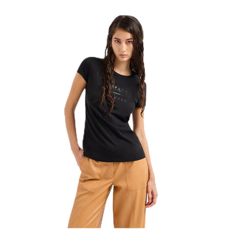 Armani Exchange Women's Pima Cotton, Slim Fit, Round Neck T-Shirt, Black, XS