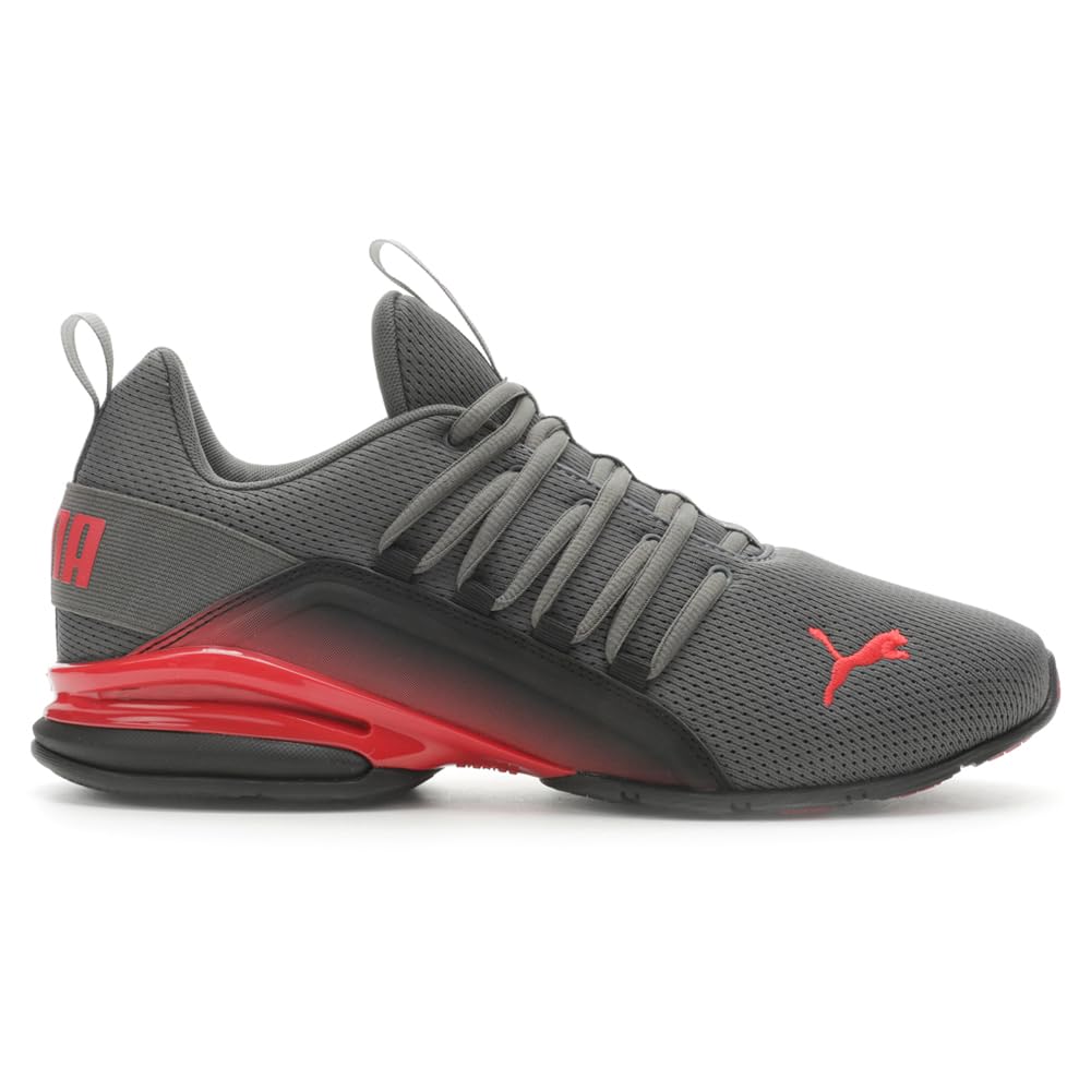 PUMA Men's Axelion Interest Fade Running Shoe Dark Shadow/High Risk Red 10.5