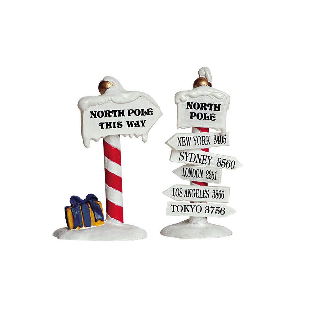 Lemax Christmas Village North Pole Signs Set Of 2-64455