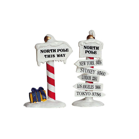 Lemax Christmas Village North Pole Signs Set Of 2-64455