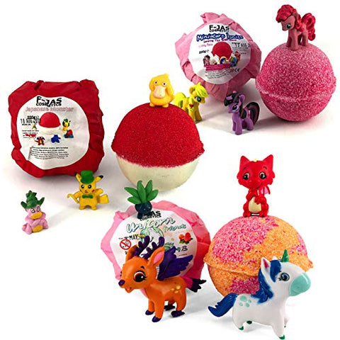 Bath Bomb with Hidden Toy TRIPLE PACK (Unicorn, Japanese Monster, Pony)
