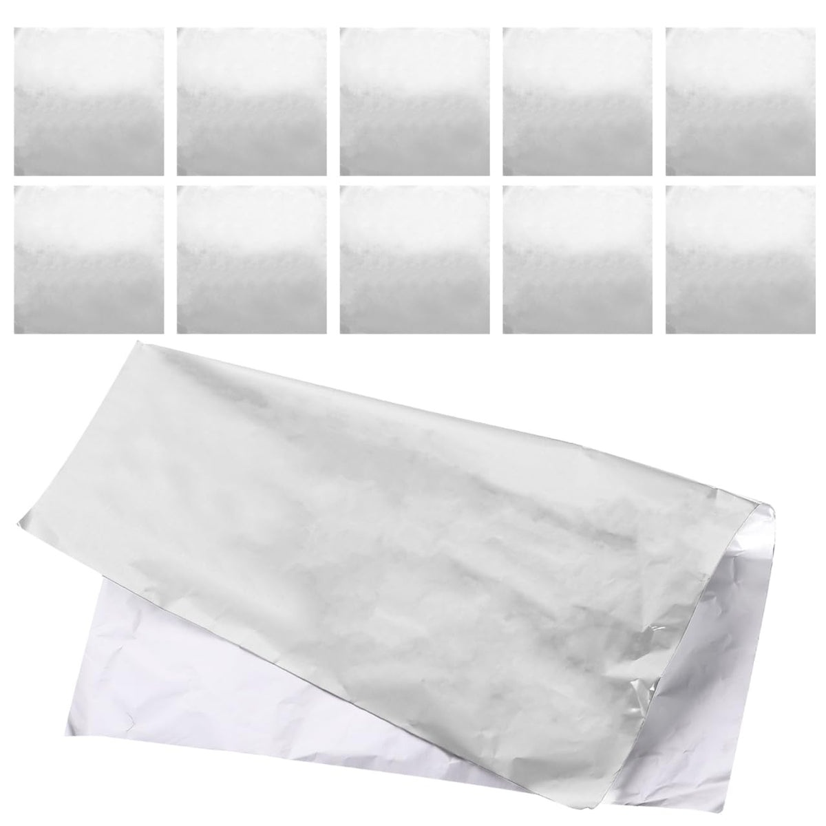 jojofuny 100pcs Silver Aluminum Foil Wrappers 20x20CM Chocolate Bar Wrappers Chocolate Ball Packaging Aluminum Foil Paper Square Paper Sheet for Home Shop Party