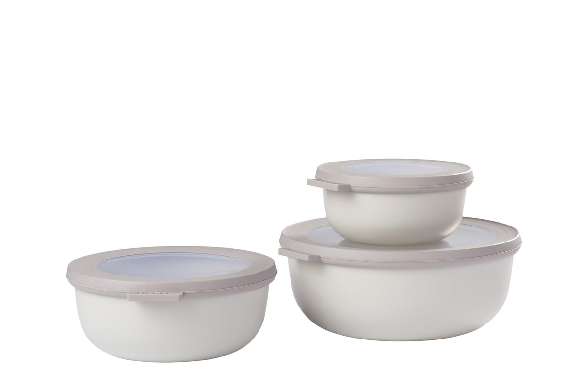 Mepal - Multi Bowl Cirqula 3-Piece Set - Food Storage Container with Lid - Suitable as Airtight Storage Box for Fridge & Freezer, Microwave Container & Servable Dish - 350, 750, 1250ml - Nordic Sage