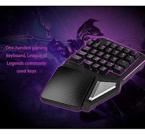 YMNL USB Cable Game Controller, Keyboard Handle 2 in 1 for League of Legends Support Pc, One-Handed Operation Game Console Game Controller