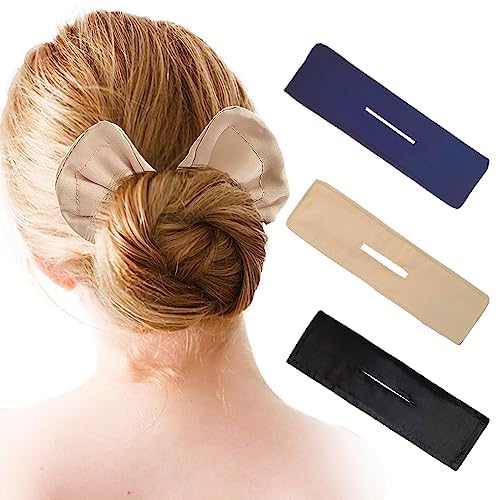 3 Pieces Deft Hair Bun Maker for Twister - Lazy Hair Curler Deft Bun Fashionable Colors Strong Flexible Bow Maker, Cute French Twist Hair Tool for Women & Girls Hairstyle (Black, Navy, Khaki)