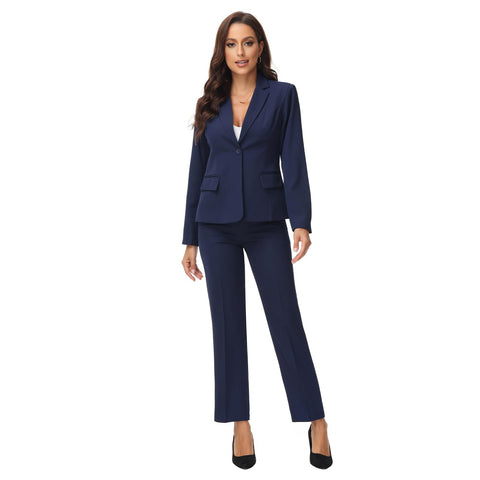 MODFUL Women Suits 2 Piece Set Pant Business Suits for Women Suits for Work ProfessionalLadies Pant Suits(Blue,Large)
