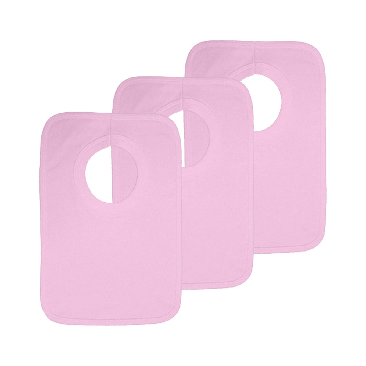 Royal Icon BabyPrem Baby Boys Girls 3/6 / 12 Pack Bibs 100% Cotton Round Neck Popover Bibs Baby Pop On Bib Pull On Bibs One Size RI4633 (3 Pack Pink)
