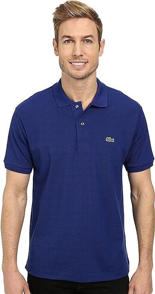 Lacoste Mens Legacy Classic Pique Slim Fit Short Sleeve Polo Shirt, Varsity Blue, Medium