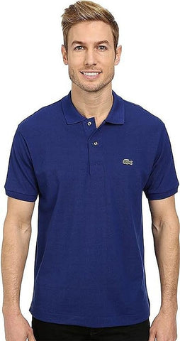 Lacoste Mens Legacy Classic Pique Slim Fit Short Sleeve Polo Shirt, Varsity Blue, Medium