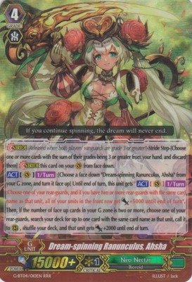 Cardfight!! Vanguard TCG - Dream-spinning Ranunculus, Ahsha (G-BT04/010EN) - G Booster Set 4: Soul Strike Against The Supreme