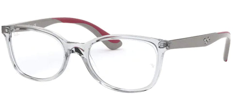 Ray-Ban Junior Kids' RY1586 Square Prescription Eyeglass Frames, Transparent/Demo Lens, 49 mm