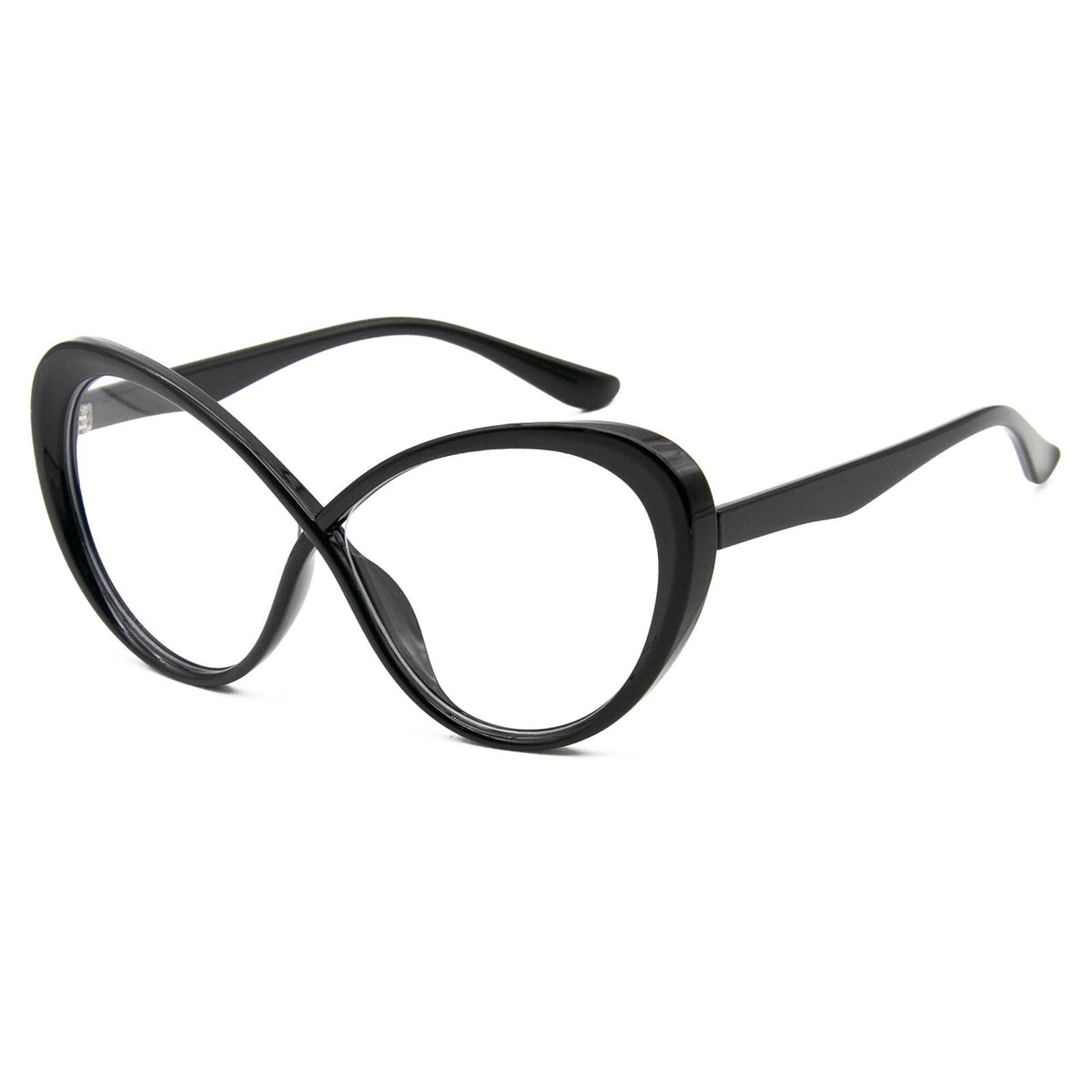 LJCZKA Oversized Blue Light Blocking Glasses Women Fashion Oval Cat Eye Eyeglasses Computer Anti Eye Strain Eyewear (Black)