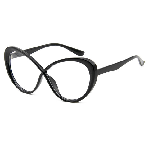 LJCZKA Oversized Blue Light Blocking Glasses Women Fashion Oval Cat Eye Eyeglasses Computer Anti Eye Strain Eyewear (Black)