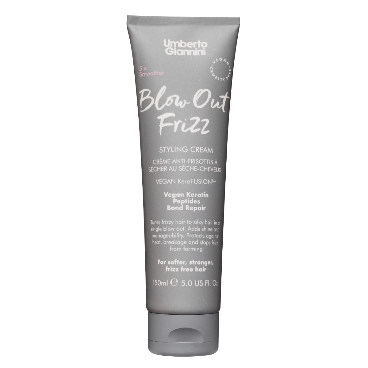 Umberto Giannini Blow Out Frizz Hair Styling Cream with Heat Protection 230°C - Vegan Kertain Bond Repair Formula 150ml