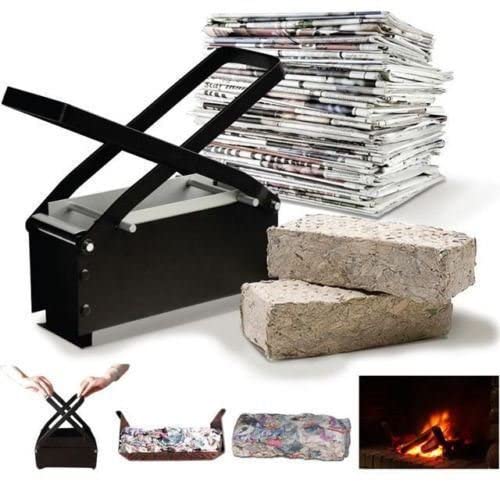 Unibos | ECO Briquette Log Maker | Fire Starter Kit | Recycle Newspapers | Fuel for Fires and BBQs | Metal Paper Briquette Maker | Stoves & Fireplaces | Great for Lighting Fires