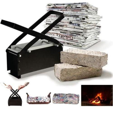 Unibos | ECO Briquette Log Maker | Fire Starter Kit | Recycle Newspapers | Fuel for Fires and BBQs | Metal Paper Briquette Maker | Stoves & Fireplaces | Great for Lighting Fires