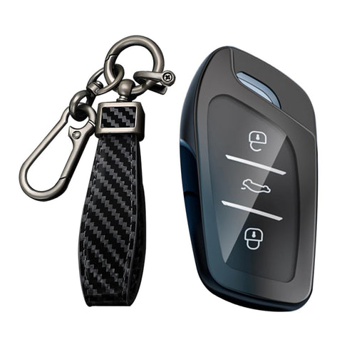 KUNIO Car Key Fob Cover Case Fit for MG Saic HS ZS EV MG6 EZS MG7 ERX5 Key Protective Cover Keychain ABS Key Holder 3 Button Type A Gun Black