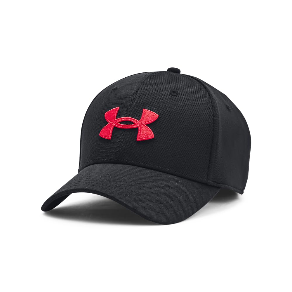 Under Armour Men's Blitzing Cap Stretch Fit, (004) Black / / Red, Medium/Large