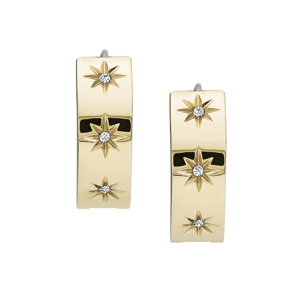 Fossil Women's Gold-Tone or Rose Gold-Tone Dangle or Hoop Earrings, Color: Gold (Model: JF03870710)