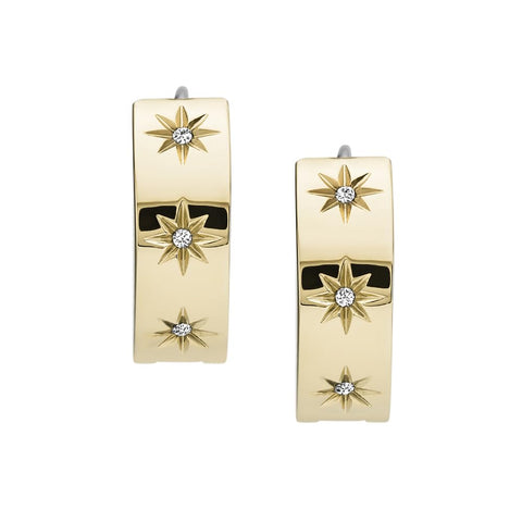 Fossil Women's Gold-Tone or Rose Gold-Tone Dangle or Hoop Earrings, Color: Gold (Model: JF03870710)