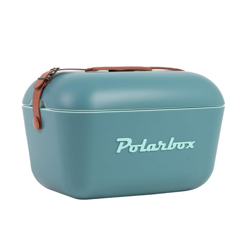 Polarbox Cooler Retro Beach Cooler Vintage Picnic Lunch Box Bag Portable Cooler Travel Camping Hiking 90s Style Ice Chest Medium Lightweight for Cans Beers & Seltzer Drinks 12L (Ocean Blue)