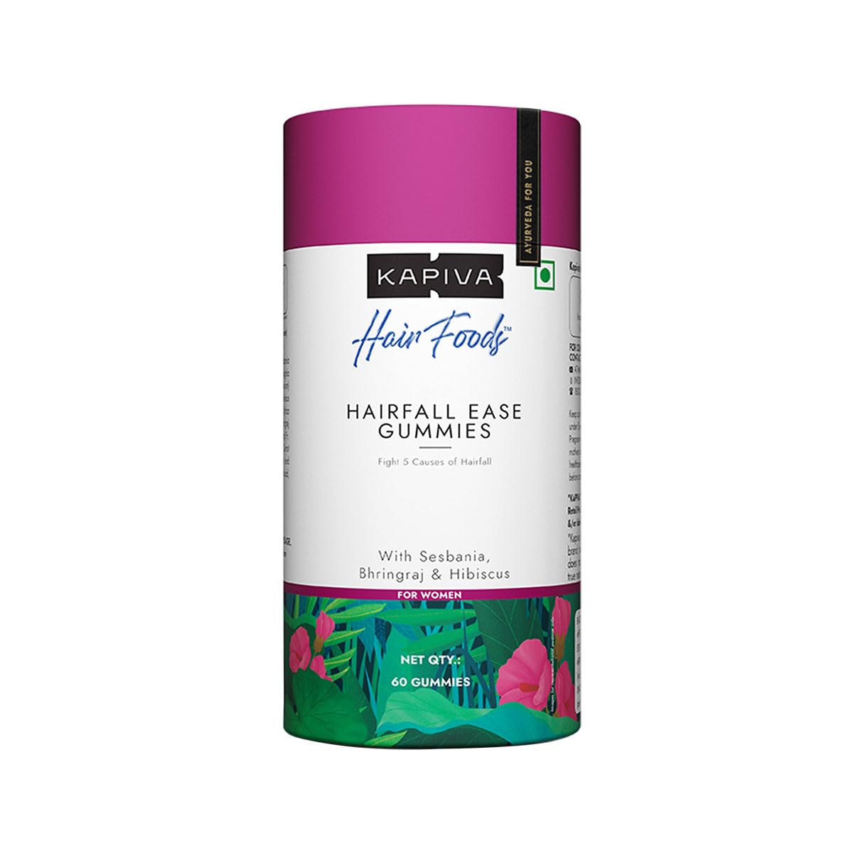 Kapiva Hair Fall Ease Gummies for Women | Controls Hair fall & Increases Hair Growth | 30 days pack