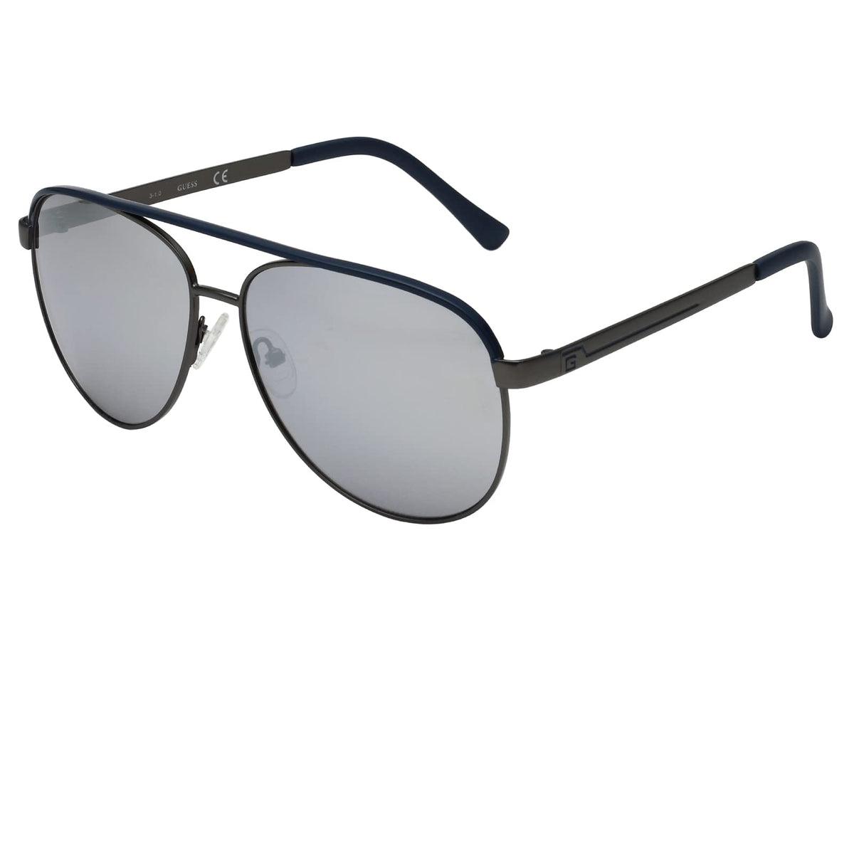 GUESS GF0172 Gunmetal/Navy Line/Smoke Mirror Lens One Size