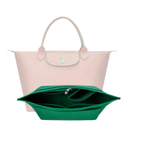 D.DUO Purse Organizer, Multi-Pocket Felt Handbag Organizer, Folding Tote Bag organizer insert for Insert Wallet Organizer for Longchamp (Green, Small)