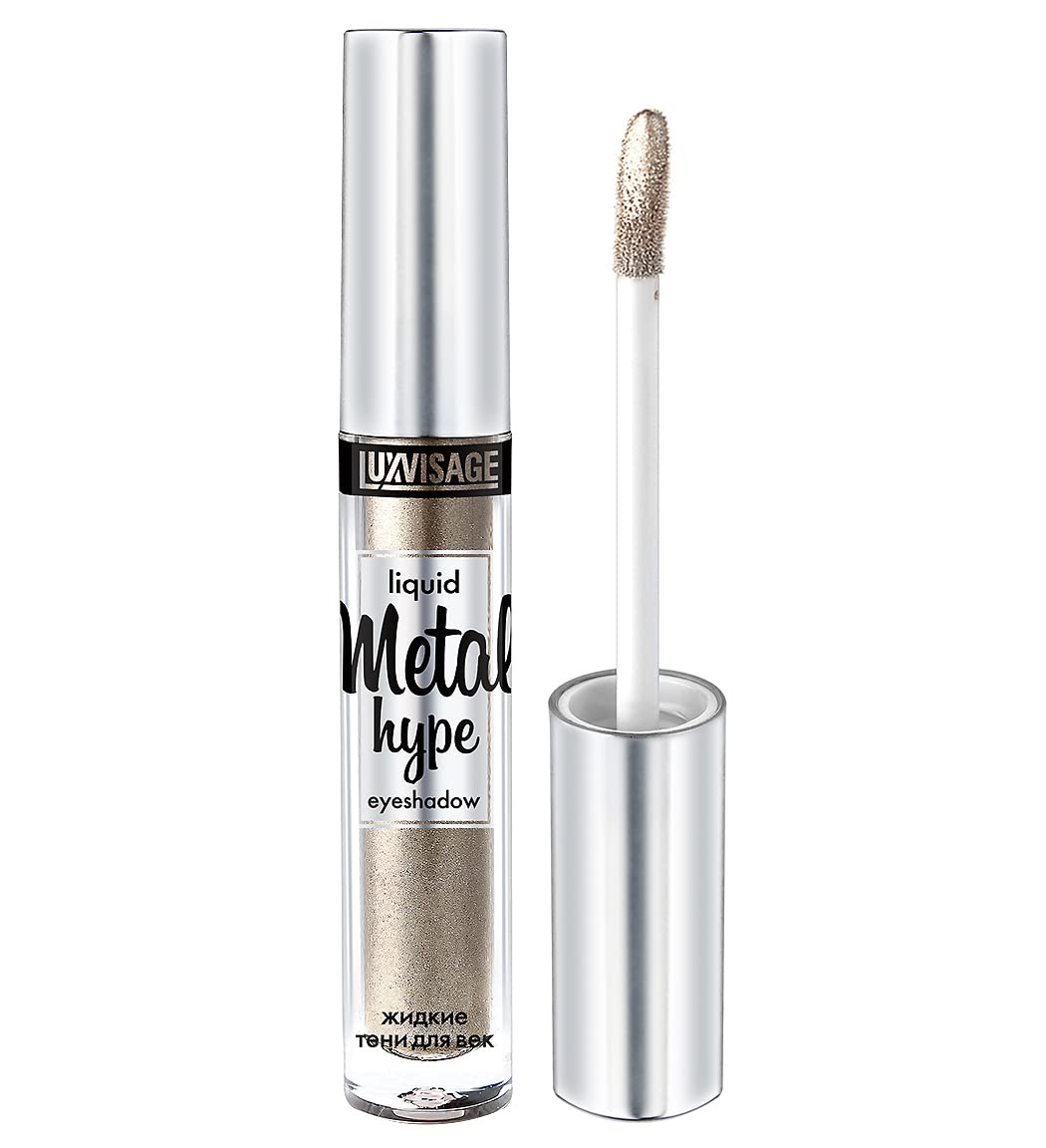 Luxvisage Long Lasting Highly Pigmented Metallic Liquid Eyeshadow Metal Hype, Color 19 Antique Silver