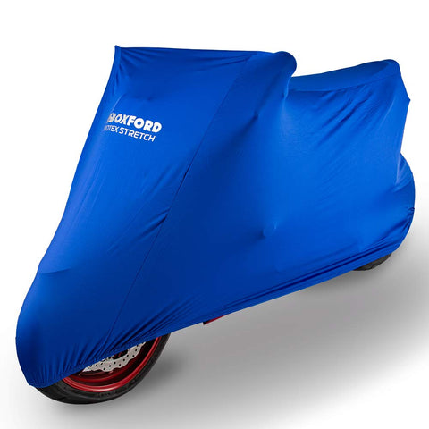 Oxford - Protex Stretch Indoor Motorcycle Protective Cover, Blue (CV178) Small (79.93" L x 32.68" W x 46.86" H)