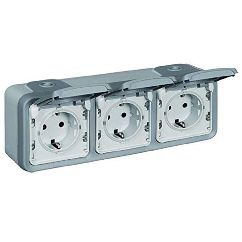Legrand - 069743 Triple Socket H Grey Plexo II monob. SUP Ref. 6565120103