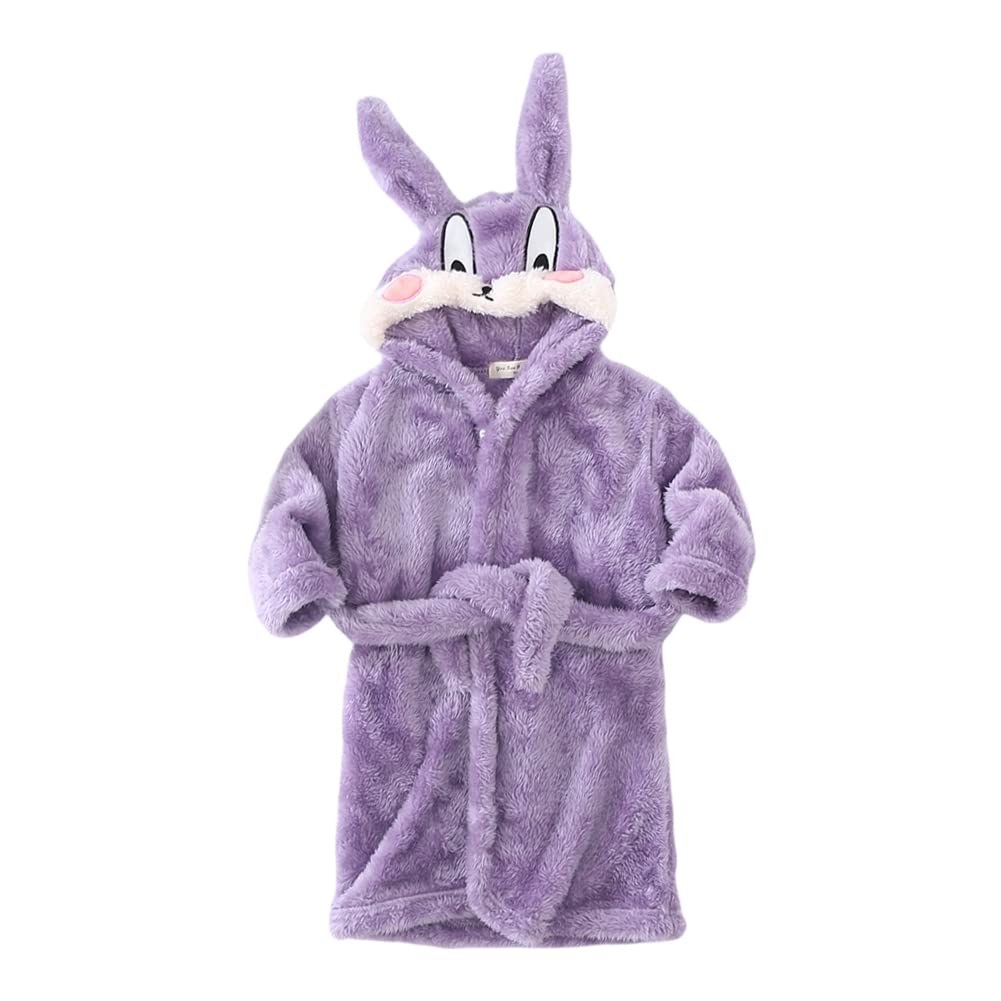 Miyanuby Unisex Baby Bathrobe Soft Flannel Long Sleeve Animal Hoodie Dressing Gown Sleepwear Homewear for 1-7 Years Kids Toddler Baby Boys Girls Gift