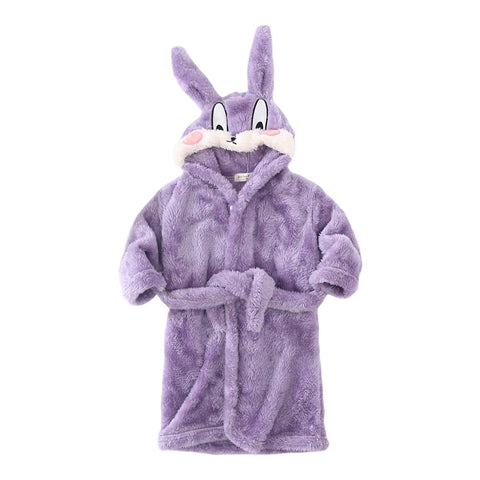 Miyanuby Unisex Baby Bathrobe Soft Flannel Long Sleeve Animal Hoodie Dressing Gown Sleepwear Homewear for 1-7 Years Kids Toddler Baby Boys Girls Gift