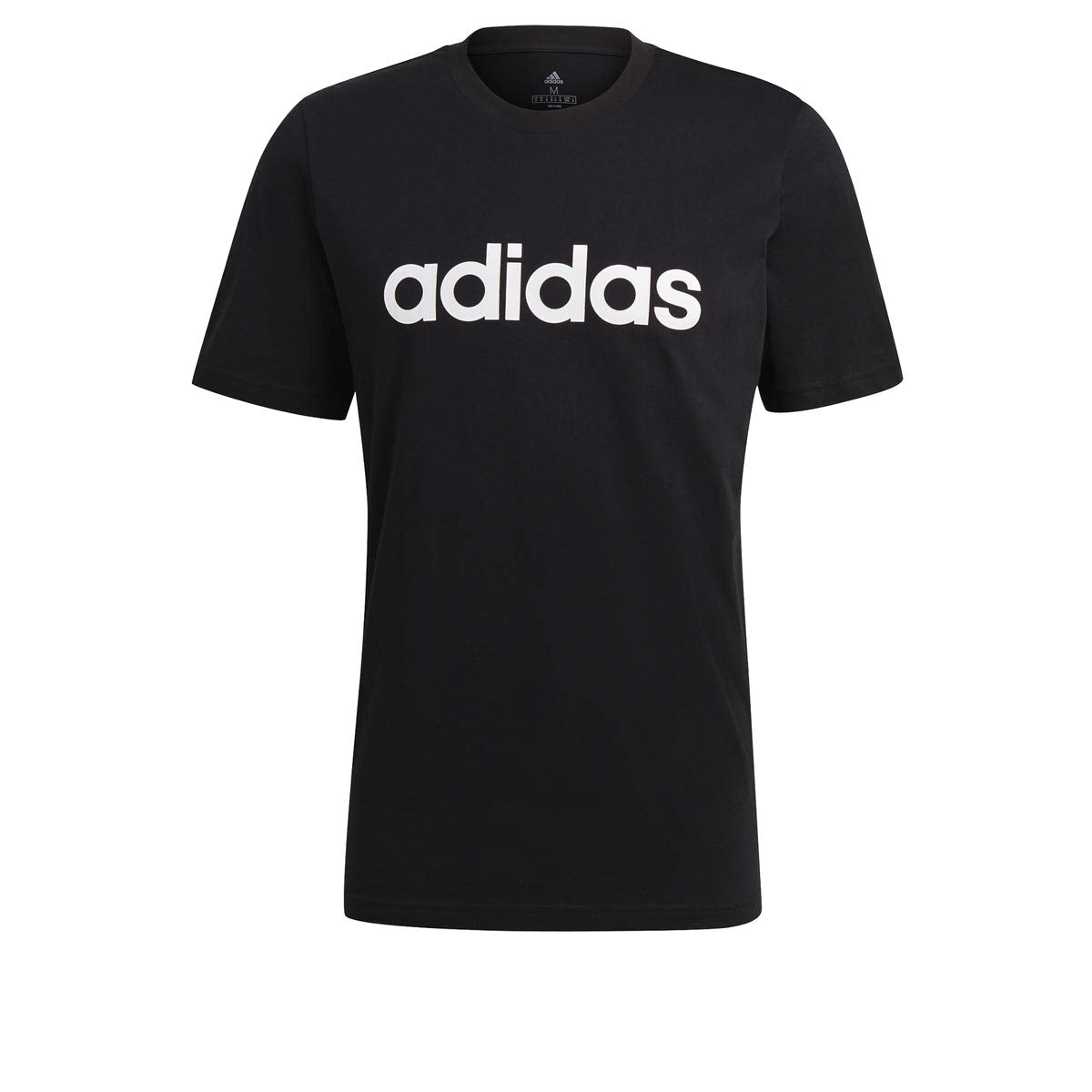 adidas Essentials Linear Logo Mens Short Sleeve Cotton T-Shirt Black/White - S