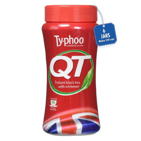 Typhoo QT Instant Tea with Milk - Quick & Easy English Breakfast Tea Granules 225g (Pack of 6)