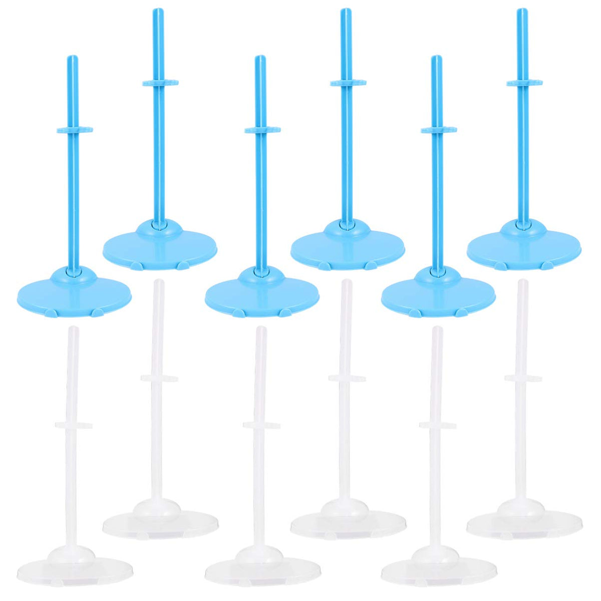 EXCEART 20pcs Doll Stand Display Holder for Dolls and Action Figures Doll Support Stand Accessories 10pcs Transparent +10pcs Blue