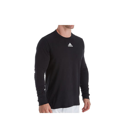 adidas Men's Amplifier Long Sleeve Logo T-Shirt EK02 (Black, Medium)